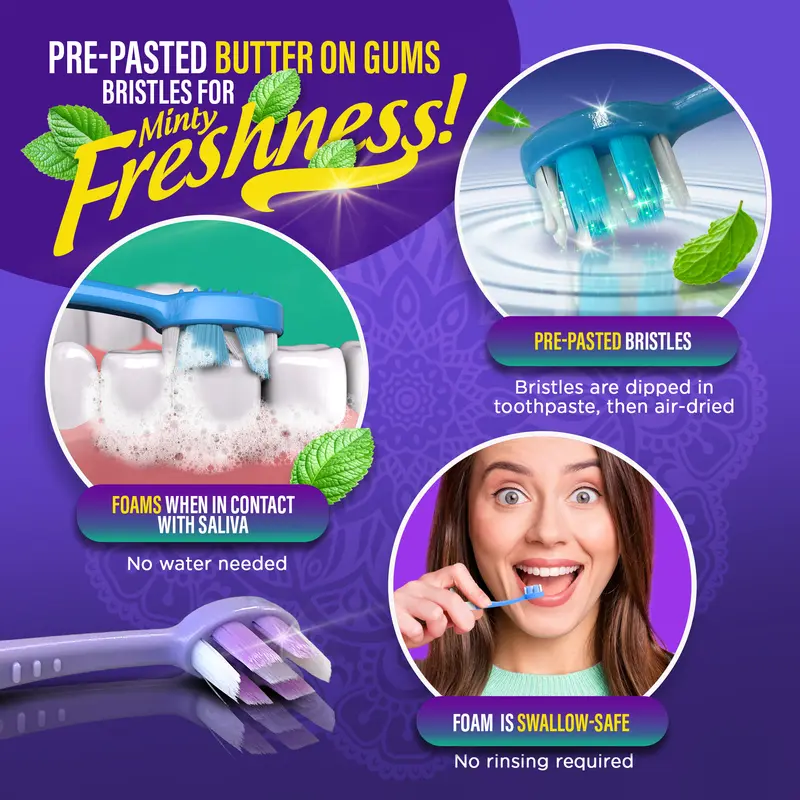 6-in-1 Ready to Go Butter on Gums Pre-Pasted Toothbrushes 2.0 - 21 Count